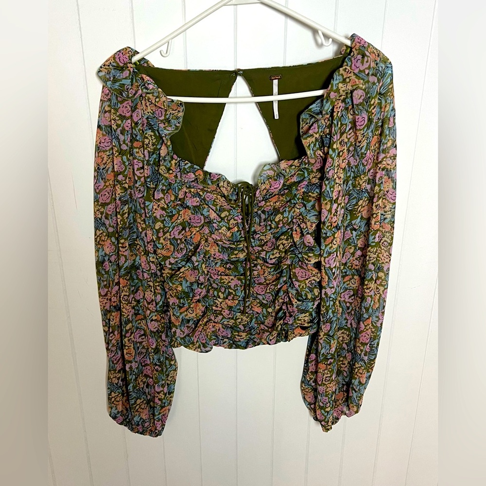 NWT Free People Floral Blouse Size M